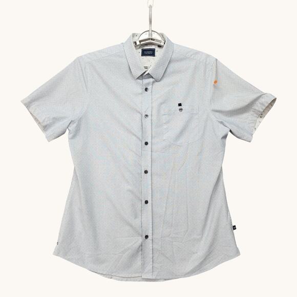 7 Diamonds Men’s Dress Shirt Large Light Blue 4-Way Stretch Short Sleeve - Picture 3 of 12